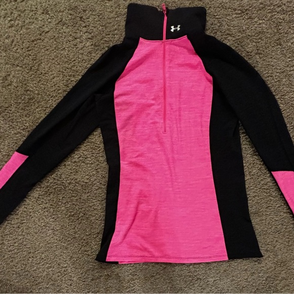 Under Armour Women's Pink and Black Sweatshirt 1/4 zipper Pretty Great condition - Picture 2 of 12